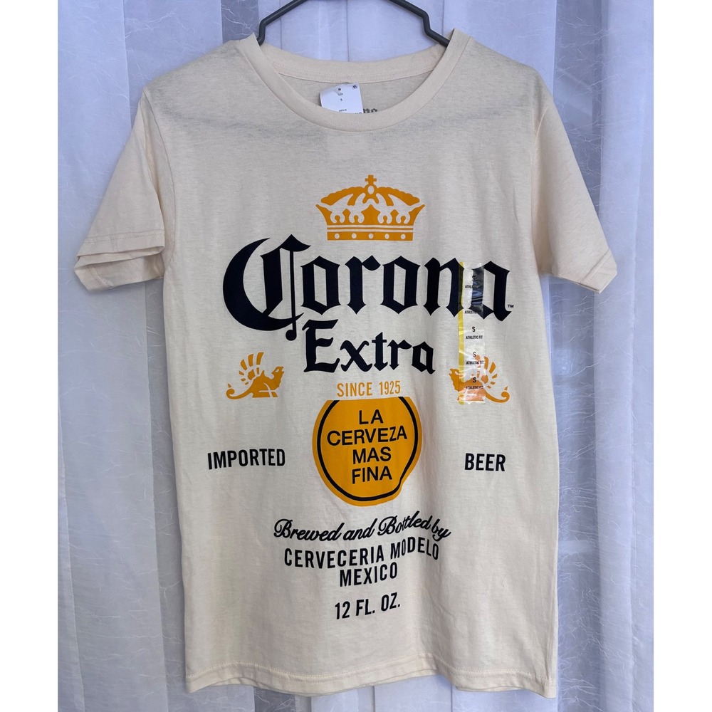 Corona Extra Graphic‎ Tee Beige Mens Small Athletic Fit NWT